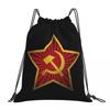 USSR Hammer And Sickle CCCP Russian Soviet Flag Backpacks Fashion Drawstring Bags Sundries Bag Book Bags for Travel School