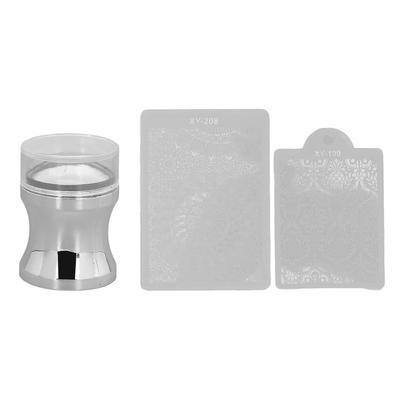 Nail Art Stempel Silikon Transparent Nagelstempel Maniküre Werkzeug mit Stempelplatten