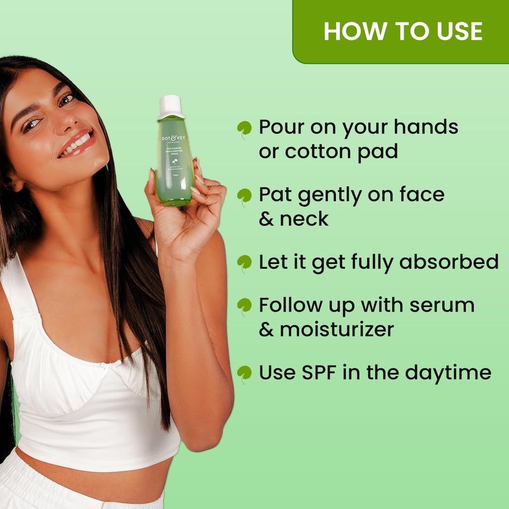 Dot & Key Cica Calming Skin Clarifying Toner 150ml Pack for Acne Prone Oily Sensitive Skin