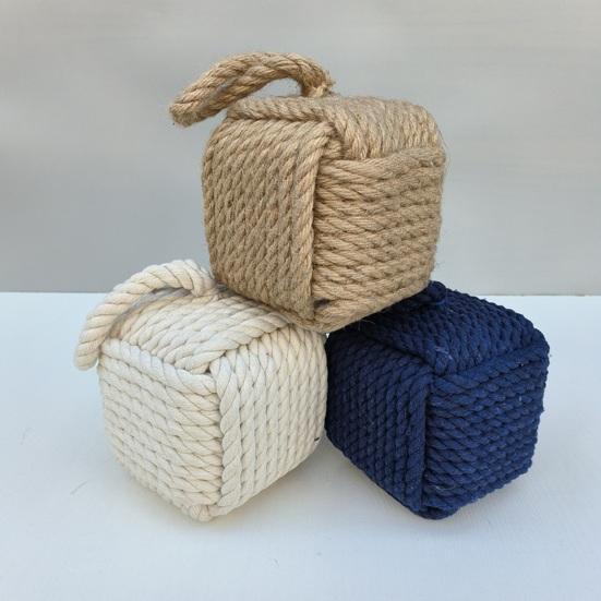 Weighted Door Stopper Heavy Sand Filled Door Stop with Handle Home Office Indoor Decorative Handmade Cotton Rope Ball Floor Doorstop