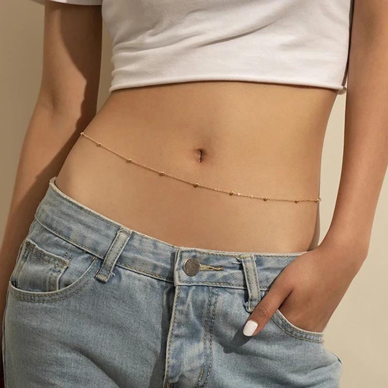 Sexy Vintage Belly Heart Chain Body Chain Crystal Pendant Waist Chain Beads Belt Streetwear Summer Women Fashion Body Zircon