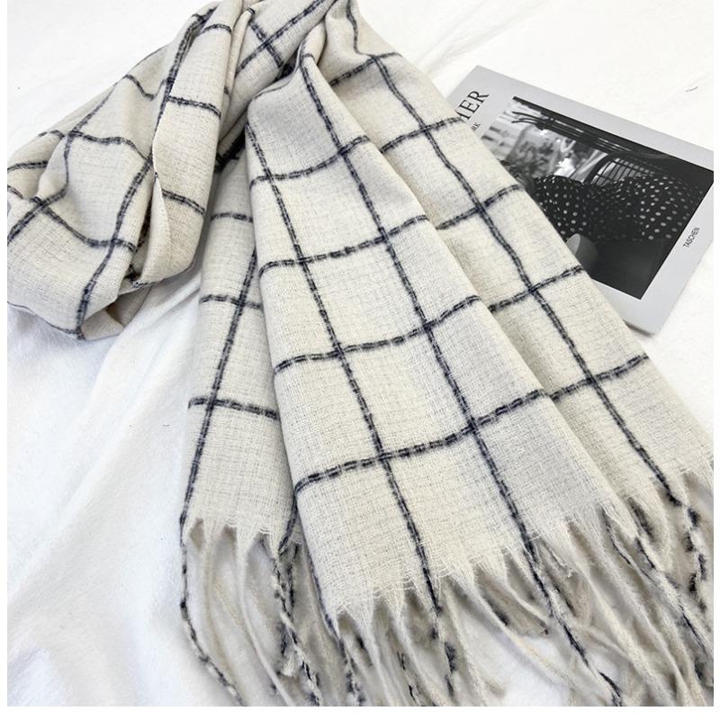 Korean Cashmere Retro Warm Shawl Scarf for Fashion Autumn Winter Men Women Versatile Tassel Scarves Classic Plaid Students Wrap