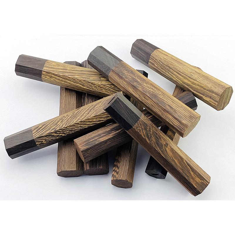 1piece Wenge Wood + Ebony Octagonal Knife Handle for DIY Semi-finished Damascus Knife Handle Material Kitchen Knife Handle