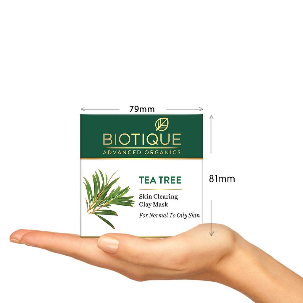 Biotique Maschera di Argilla all'Albero del Tè per Pelle Grassa – Trattamento Viso Purificante e Biologico per Acne e Imperfezioni, 70g