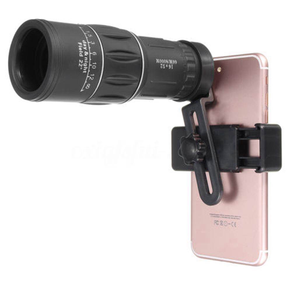 Monocular 16X52//40X60 HD Zoom Telescope Telephoto Camera Lens Phone Holder