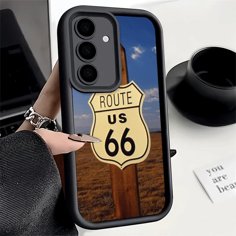Handyhülle für Samsung Galaxy S26 S25 Ultra S24 FE America Route 66 Schale S23 Plus S22 + S21 S20 5G Weiches Silikon Funda
