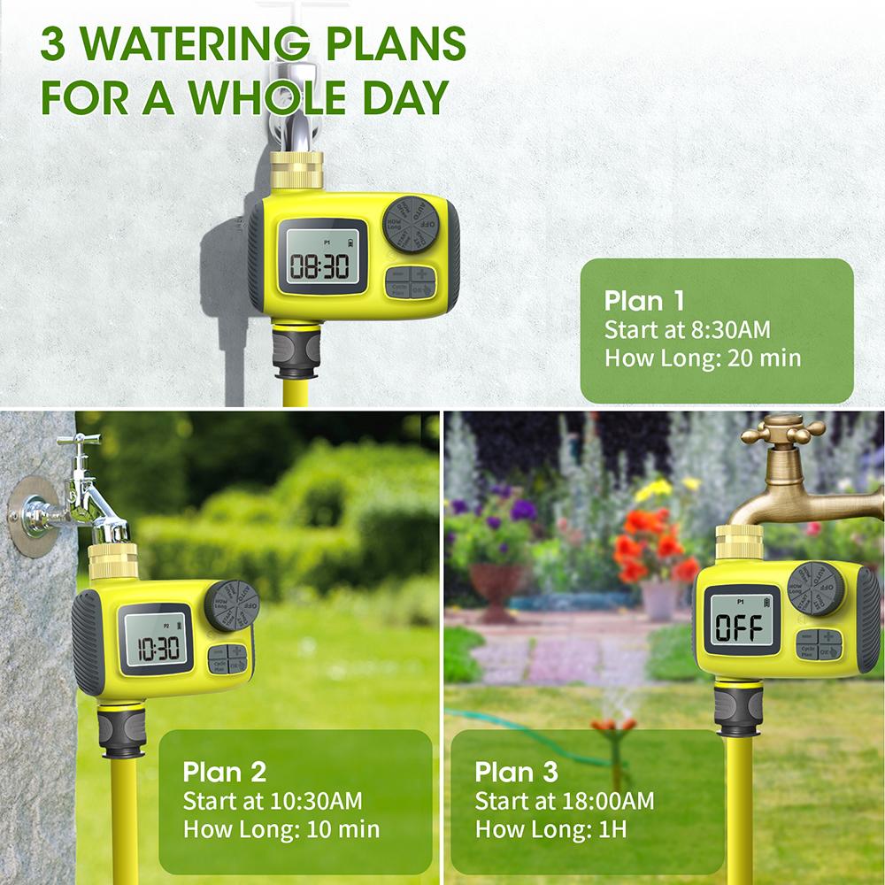 Automatic Garden Water Timer 1/3 Outlet Digital Irrigation Timing Controller Watering System Solar Rain Relay Outdoor Sprinkle