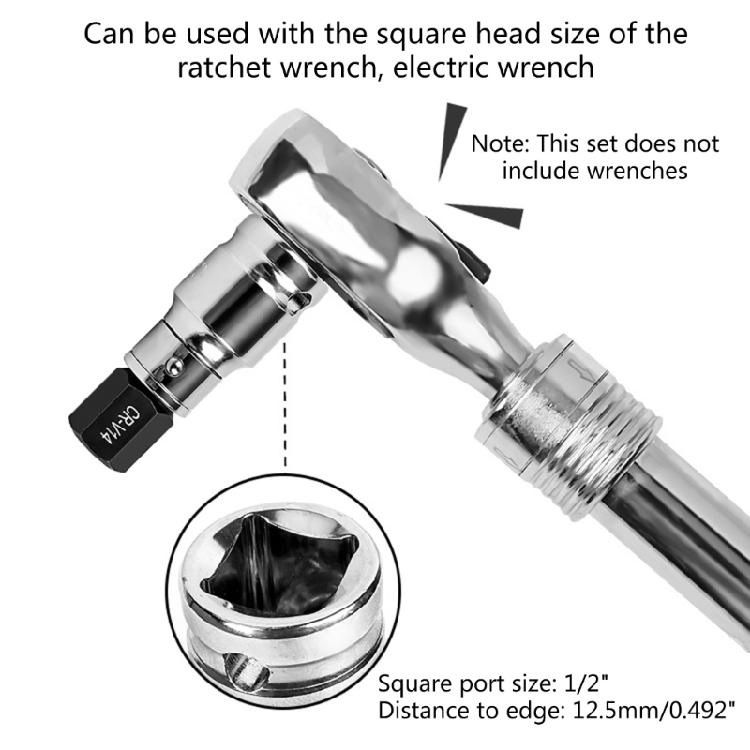 14Pcs 1/2 Inch Drive Key Sockets Hexagon Bit Socket Set For Ratchet 3mm-24mm