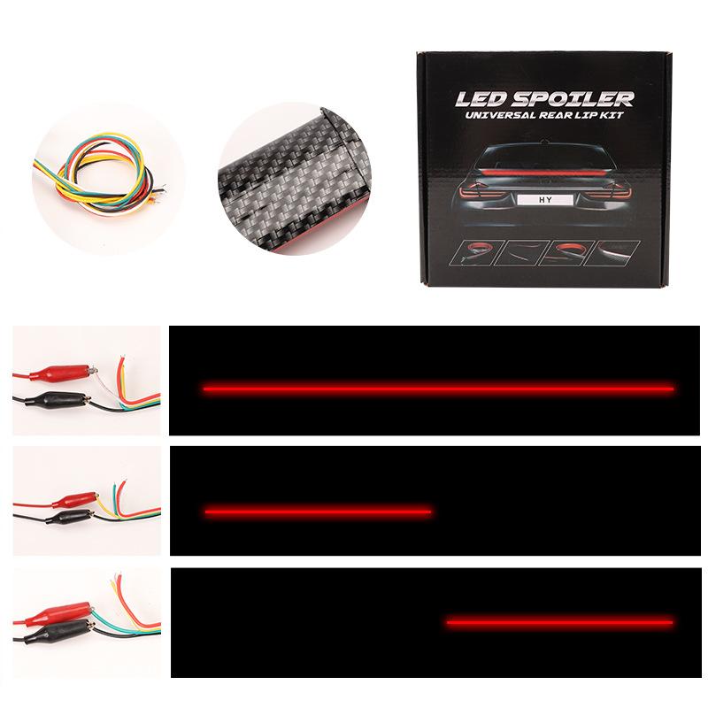 New 12V LED Carbon Fiber Strip Turn Signal Stop Warning Rear Third Brake Lamp Sedan Car Spoiler Tail Light