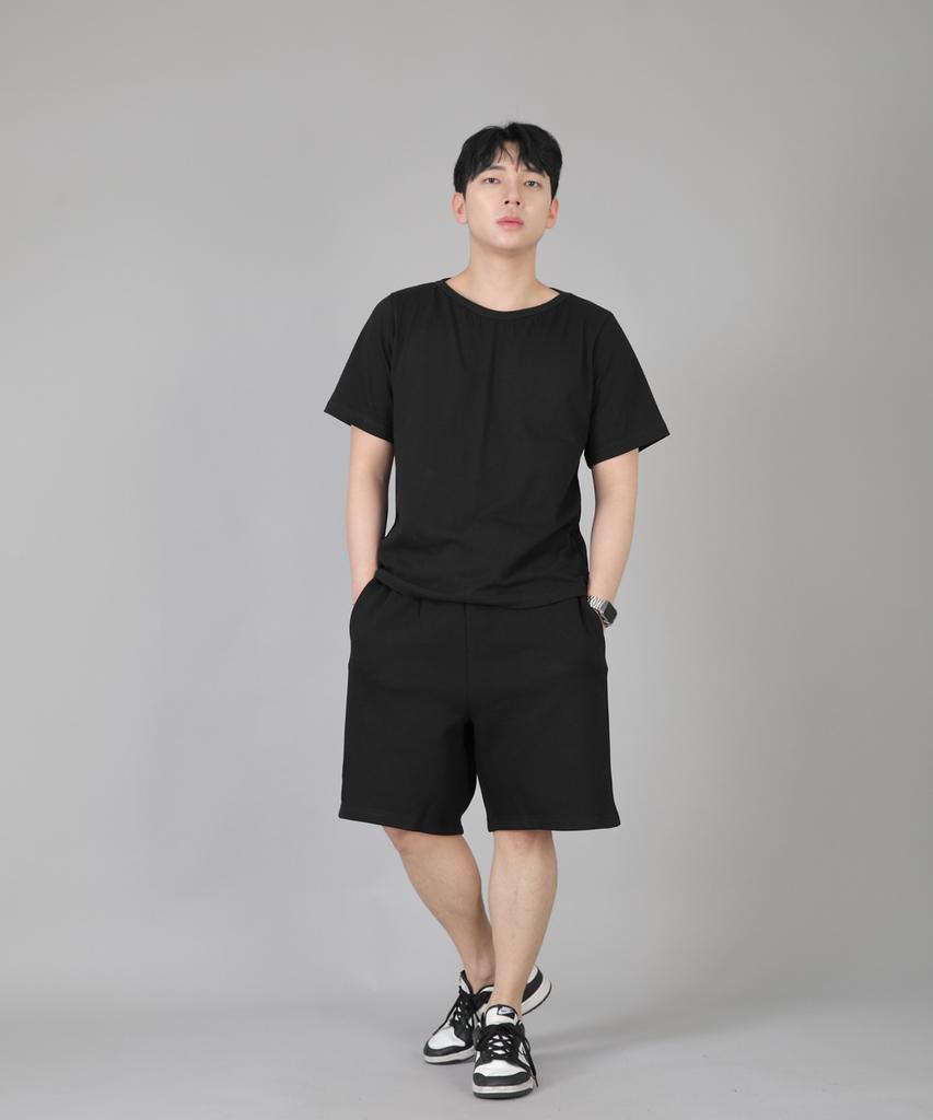 Seinteukeulu Plain Sweat Shorts Ess-352 Black