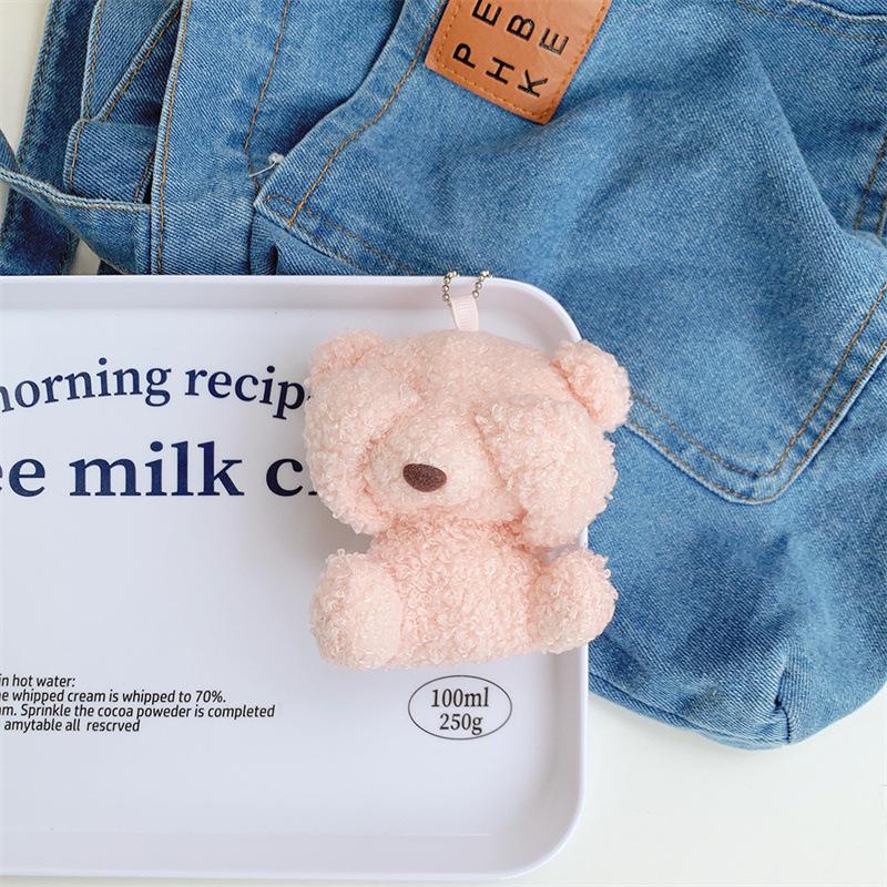 

Cute Face Covering Teddy Bear Plush Toy Pendant Mini Crawler Doll Cartoon Bear Doll Bag Keychain Height about 10cm