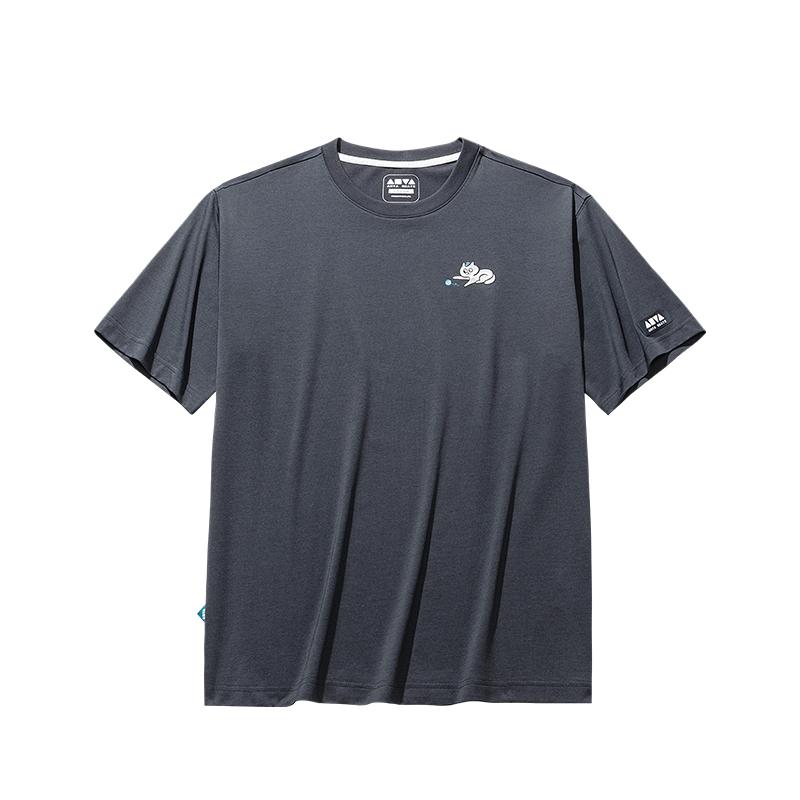 

Anta Loose Moisture-Wicking Cartoon Print Versatile Round Neck Short Sleeve T-Shirt Unisex Tops 172538107-3 XL