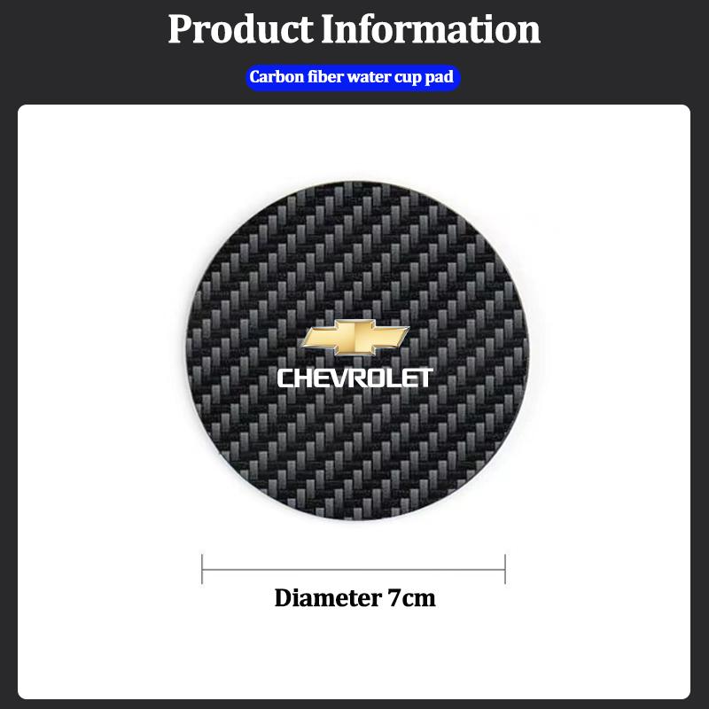 2Pcs Carbon Fiber Leather Coaster Car Water Cup Anti-slip Pad Mat Auto Interior For Chevrolet CRUZE Spark Captiva Tracker SS Z71