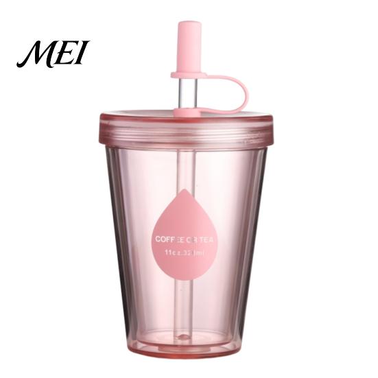 Lightweight Portable Water Bottle Drinking Straw Cup, Leak-proof PC Bottle, Durable Leak Proof for Students Anti-fall And Office Use Plastic Cup