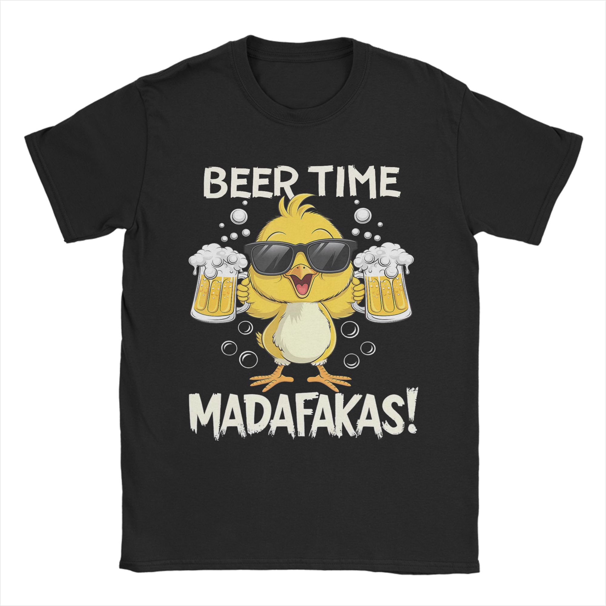 

Beer Time Madafakas Fun Chicken Men T Shirts Novelty Tees Short Sleeve O Neck TShirts 100 Cotton Gift Idea Clothes 4XL