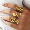 Fashion Metal Hollow Geometric Open Rings For Women Stainless Steel Gold Color Lines Spiral Adjustable Finger Ring Jewelry 2026