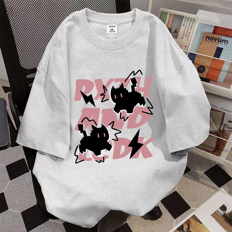 

Футболка с короткими рукавами, женская, свободная, 2025, новая, весна-лето, круглая горловина, блузка средней длины с короткими рукавами XL