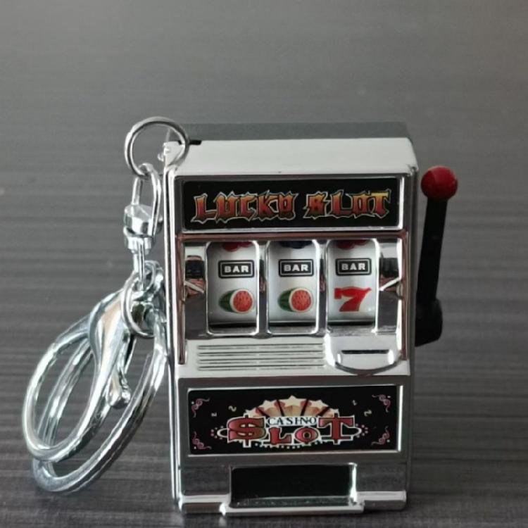 Amusing Fruit Machine Keychain Sturdy Miniature Fruit Slot Key Chain Accessory Great For Gamers And Collectors