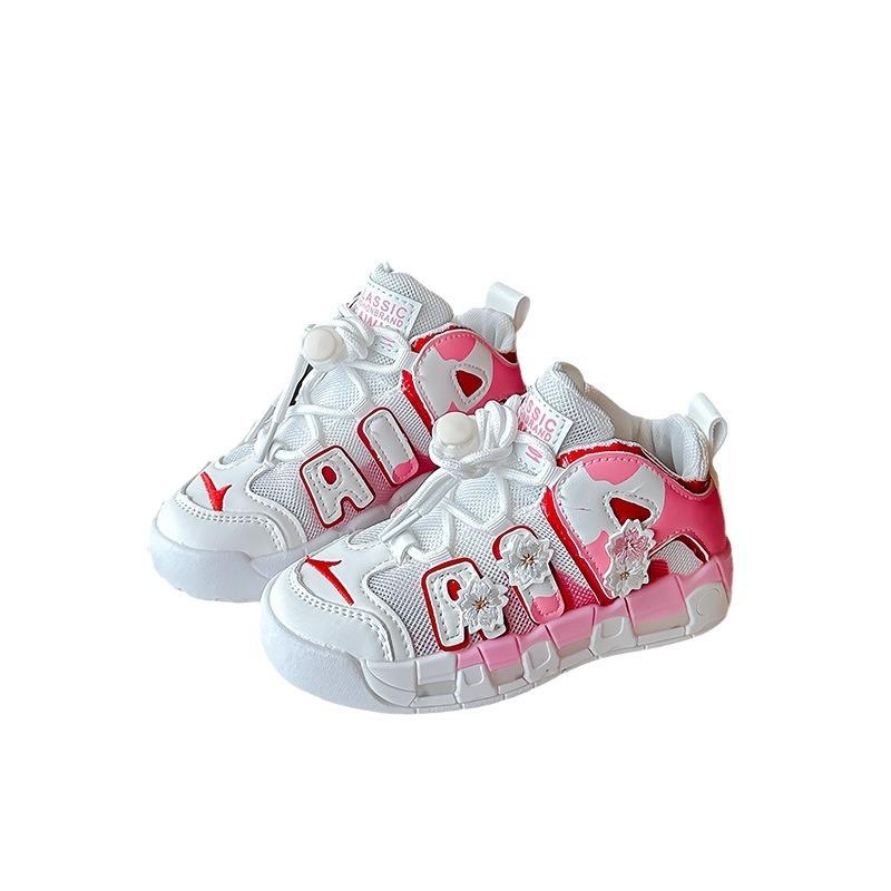 2025 Spring New Girls Leather Soft Sole Sneakers Children's Fashion Casual Shoes Medium and Older Children's Running Shoes Girls