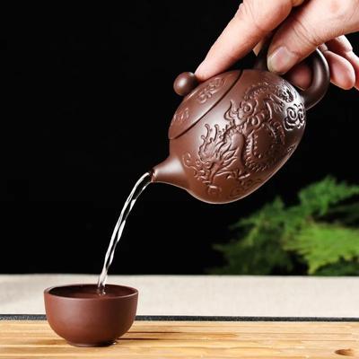 1 théière et 4 tasses sans base Yixing Purple Sand Tea Set Travel Portable Tea Suit Fournitures de cérémonie du thé chinois Produits chinois