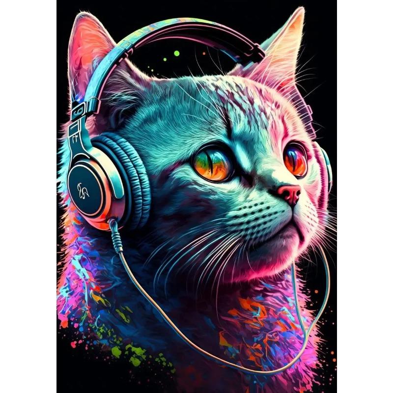 Levendige Muziek Graffiti Dier Canvas Muurschildering Kat Gorilla Aap Poster voor Moderne Kamer Decor Uniek Cadeau