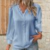 Damen-Shirt mit V-Ausschnitt, Spitzenbesatz, langärmelig, Pullover, einfarbig, lockere Passform, Oberteil mit Spitzenverzierung