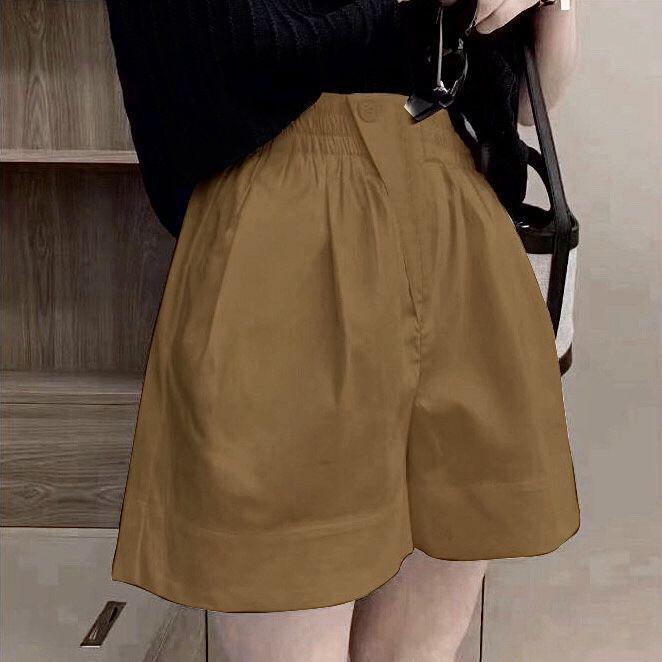 Women's 100% Cotton High Waist Summer Casual Plus Size Wide Leg Shorts