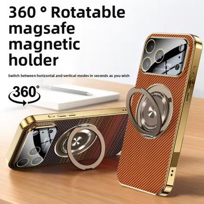 Für iPhone 17 Pro Max Magsafe Hülle für iPhone 16 15 14 Pro Max 360 Grad drehbarer magnetischer Ständerhalter Weiche Karbonfaser Magnetische Abdeckung