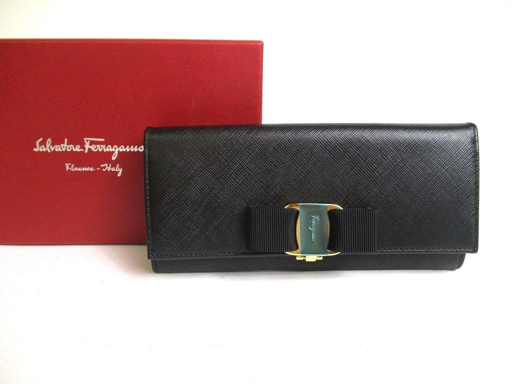 

Authentic Salvatore Ferragamo Vala Gold Leather Bifold Long Wallet #a391 Refurbished