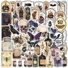50 Pieces of 2-style Dark Aesthetic Diary Stickers for Travel Cases, Water Bottles, Storage Boxes, and Refrigerator Decorations