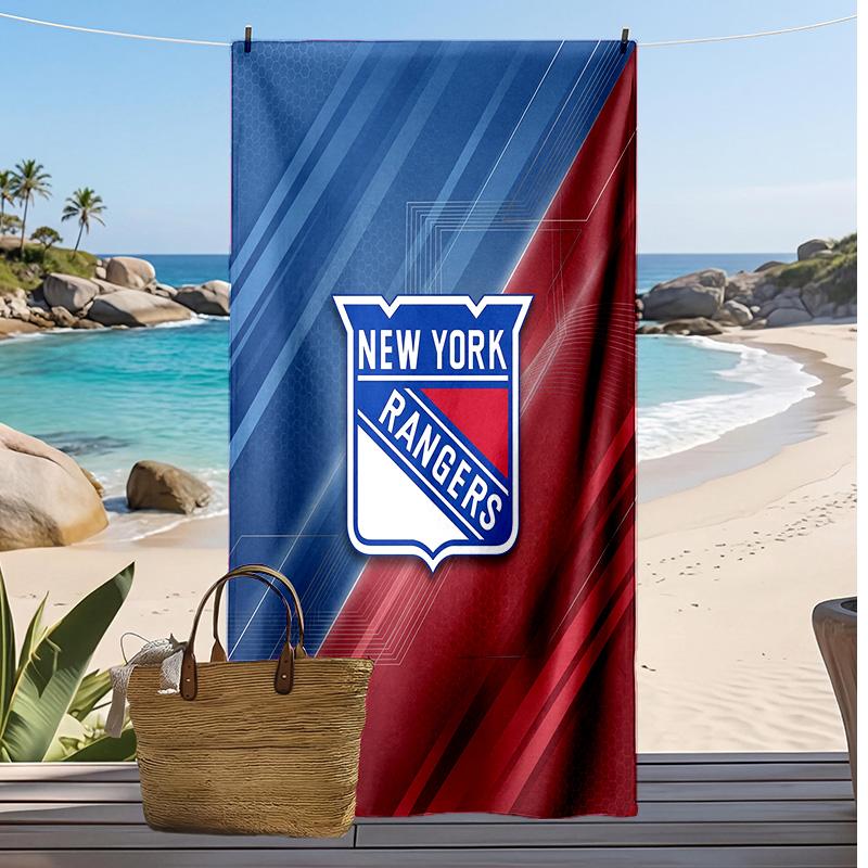 Asciugamano da Spiaggia Stampa New York Rangers Morbido Portatile Asciugatura Rapida?Asciugamano Asciutto Per Piscina Vacanza Estiva Sport all'Aperto