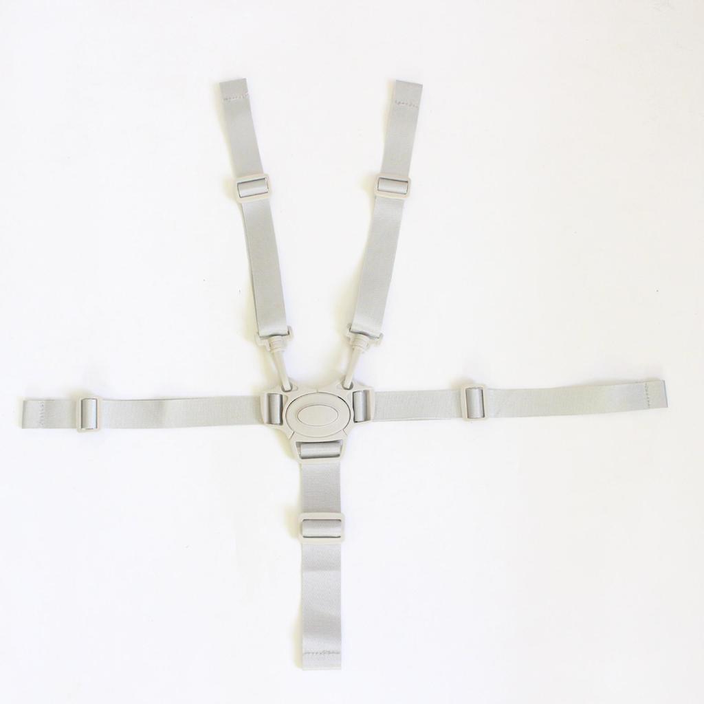 Gray 5-Point Nylon Harness Strap for High Chair and Stroller