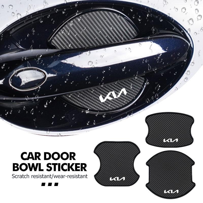 4Pcs Carbon Fiber Car Door Handle Badge Protector Decal Wiper Sticker For KIA Cerato Soul Venga Forte Spectra Sedona Niro