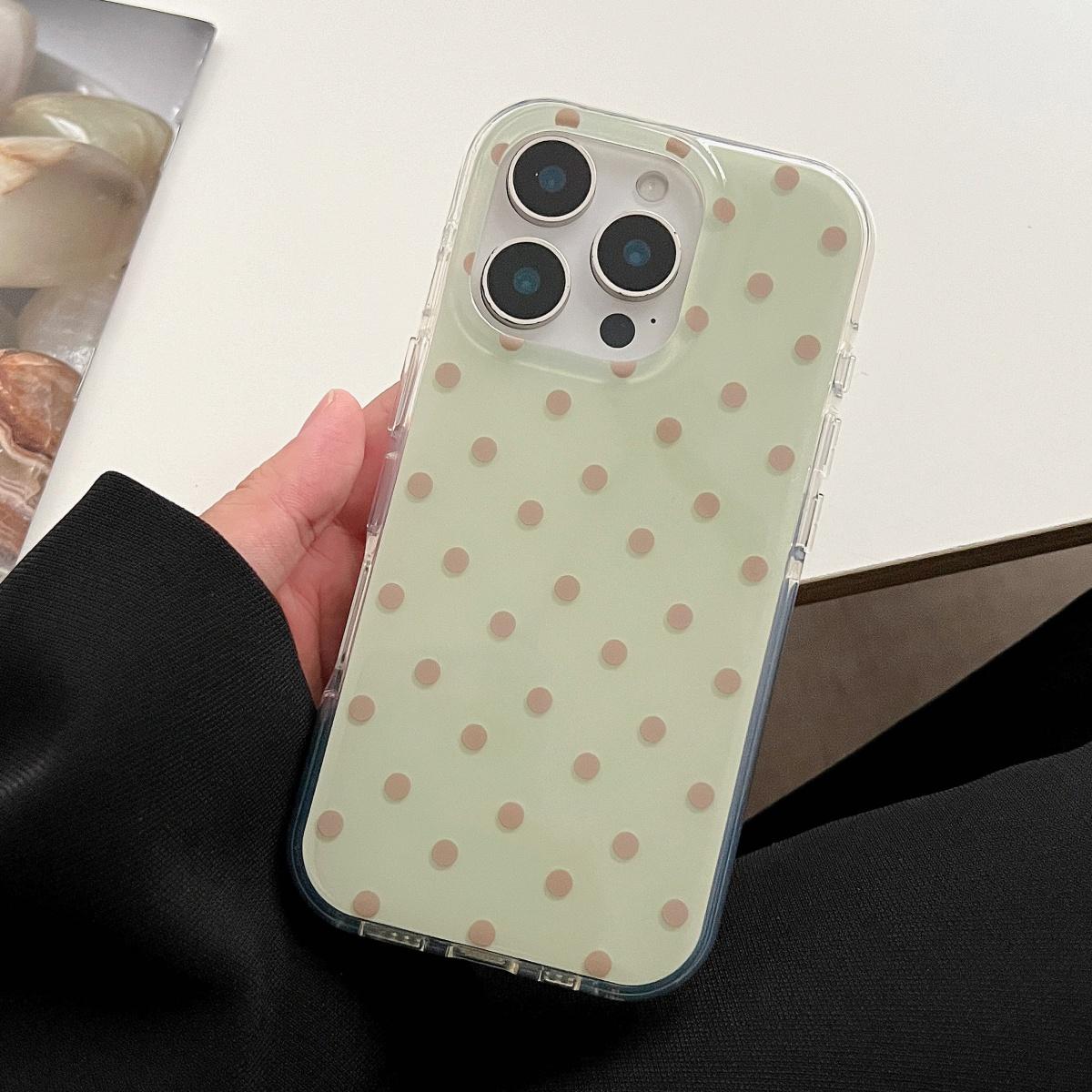 

Simple Cute Polka Dot Glossy Jelly Shockproof Phone Case For iPhone 17 Air 11 12 13 14 15 16 Pro Max IMD Shockproof Cases Capa For iPhone 14ProMax