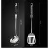 Ebony & Stainless Steel Kitchen Utensil Set with Spatula and Ladle