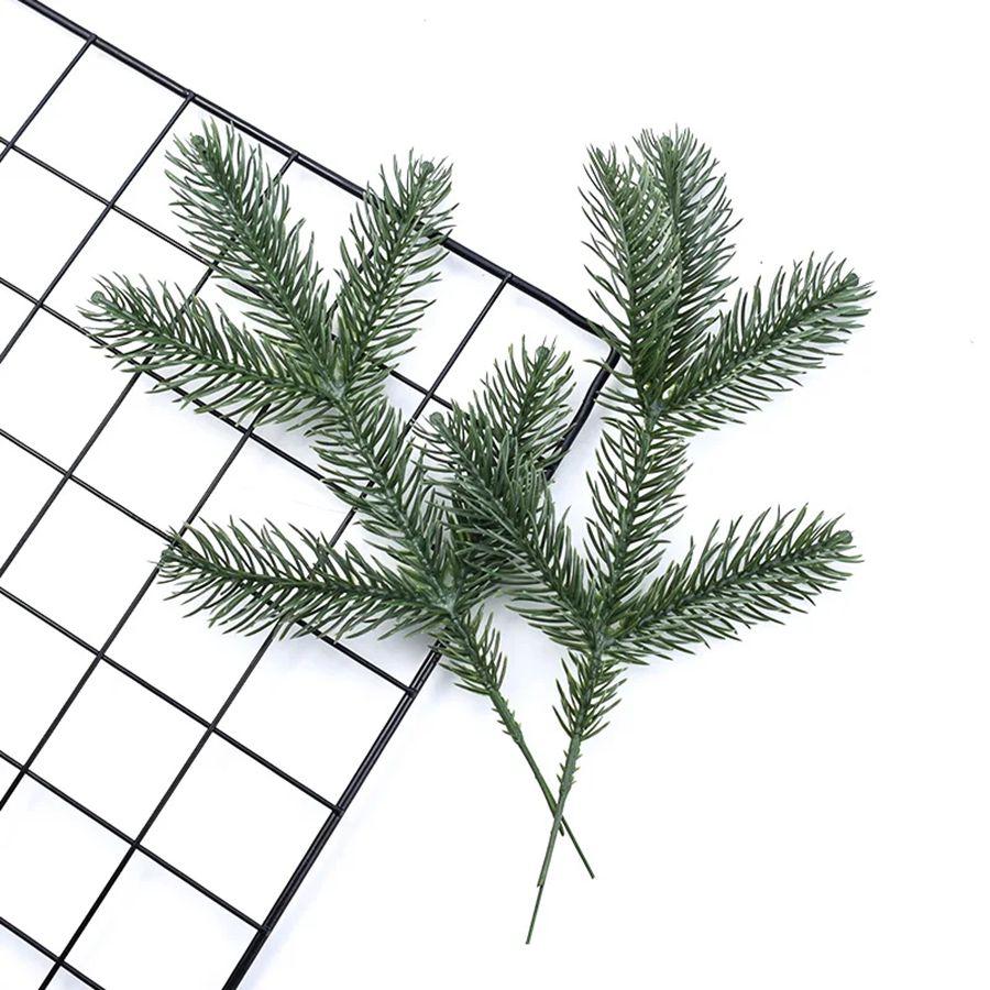 20/50pcs Artificial Plants Plastics Single Tube Pine Needle Christmas Tree Decor Home Room Accessory Green Leaves Diy Bonsai Box