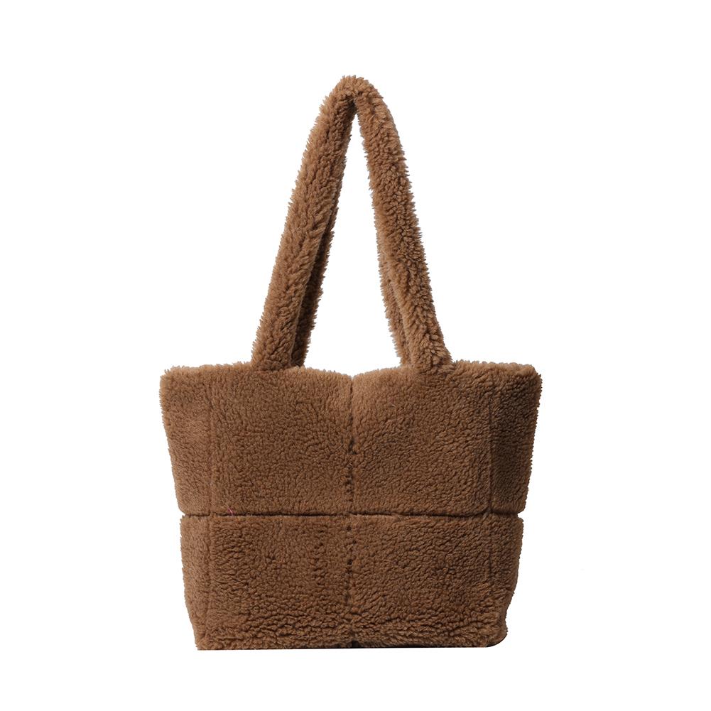 Fluffy Plush Women Underarm Bag Lambswool Large Tote Bag Solid Color Shopper Armpit Bag Ladies High Capacity Square Shoulder Bag