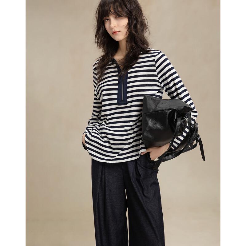 

Demana Cloud Soft Retro Striped Half-Placket Long Sleeve T-Shirt XL