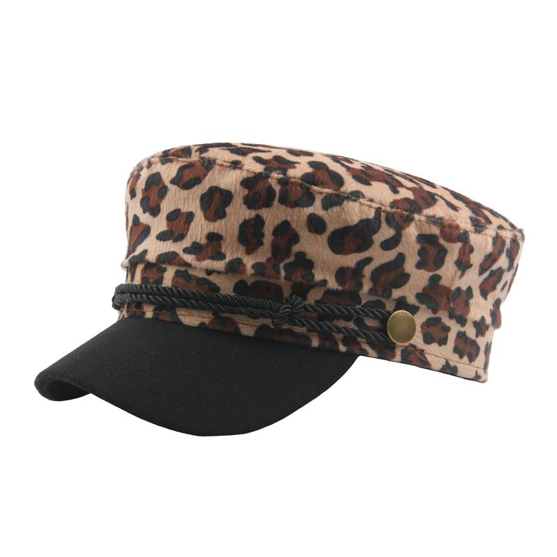 New Han-Style Leopard-Print Trendy Baseball Cap For Children, Suitable For Autumn And Winter, Retro Flat-Top Hat