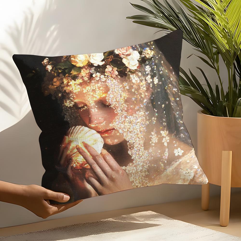 Art Pearl Girl Pillow Case Home Living Room Decoration Linen Pillow Cases Cushion Cover