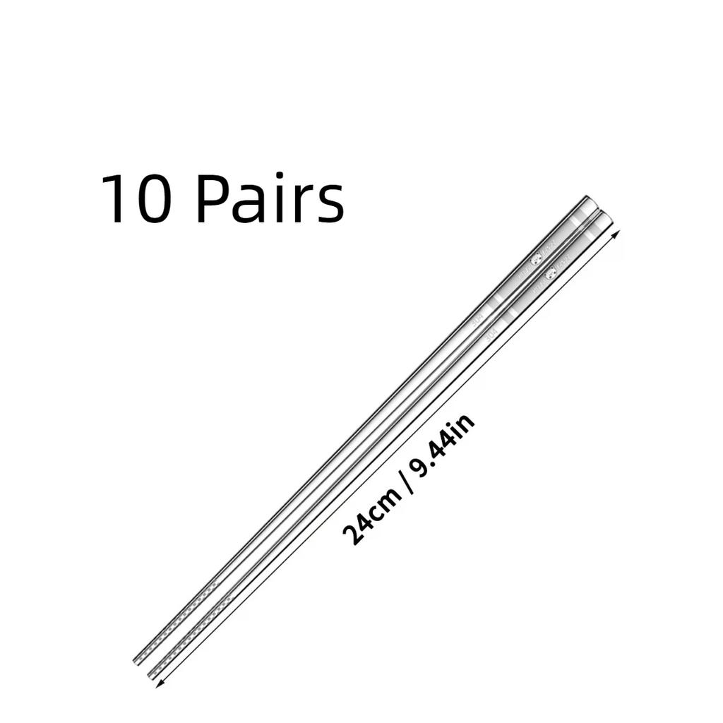 1/5/10 Pairs Non-slip Chinese Chopsticks With Box Portable Heat Resistant 304 Stainless Steel Chopsticks Reusable Sushi Sticks