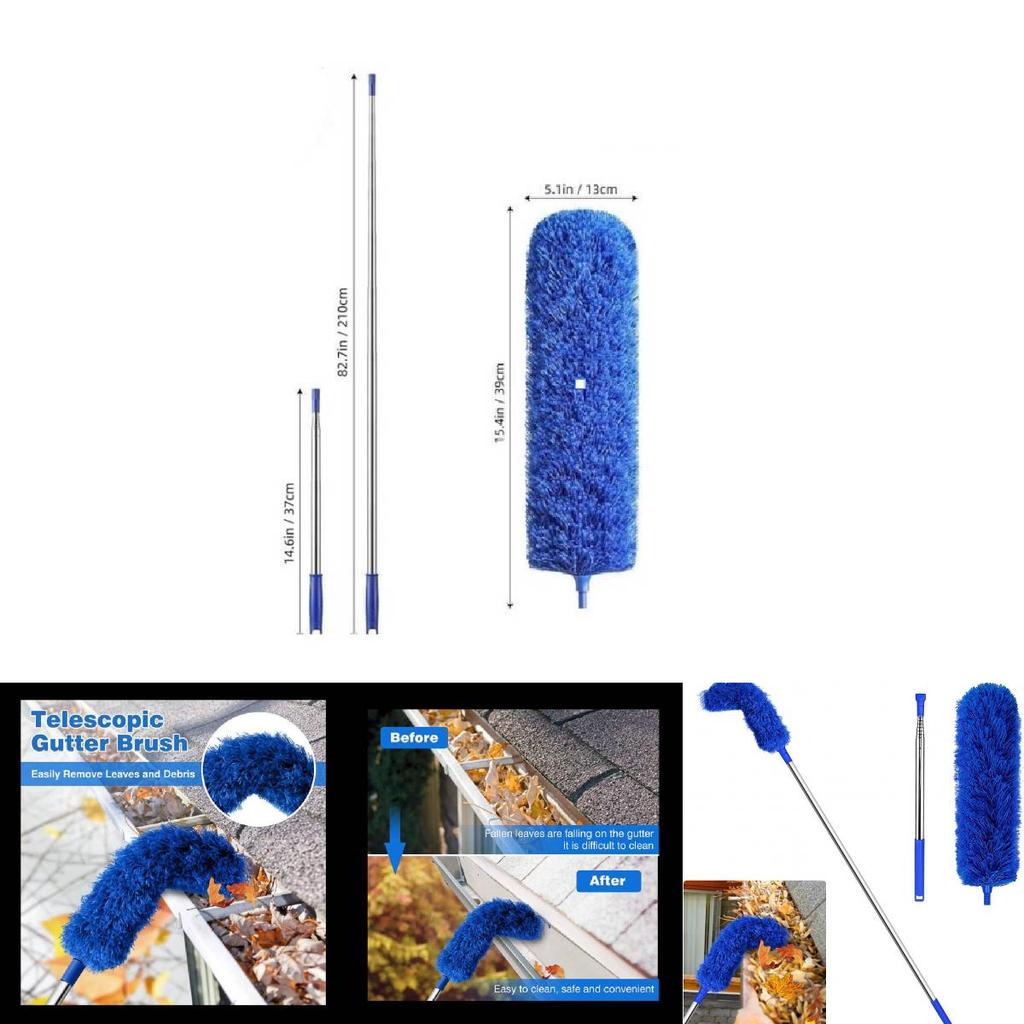 Extendable Dusting Brush With Fiber Material For Window Cleaning Tasks