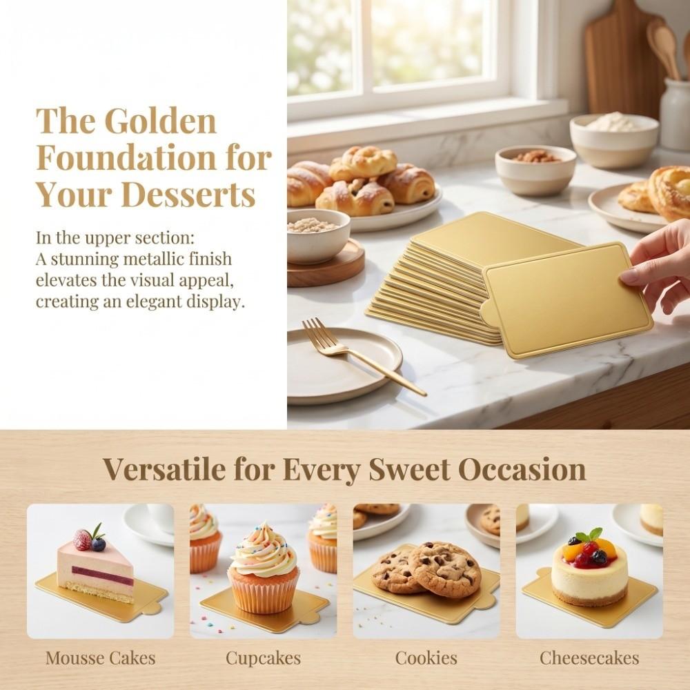 300pcs Gold Cake Dessert Board Cardboard Mini Cake Base Multipurpose Mousse Cake Board Cake Slices