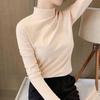 Half High Collar Long Sleeves Slim Fit Bottoming Blouse Autumn Winter Thickened Double-Sided Fleece Pure Color Thermal Top Daily Clothing
