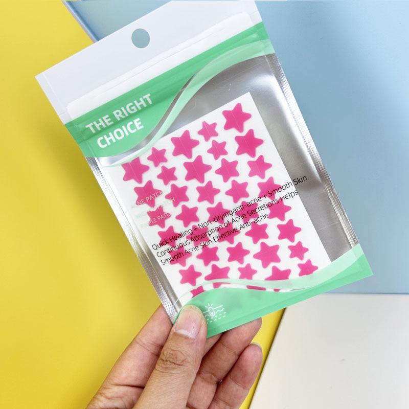 Star Pattern Hydrocolloid Acne Patches - Effective Healing and Casual Colored Design