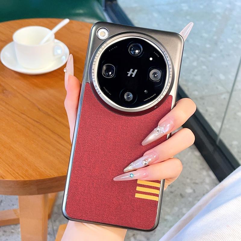 Vintage Tap-on-leather Gray Edges Lens Raised Protective Lens Case For Oppo Find X9 Ultra/9 Pro/X9s Pro/X9 Protect Cover