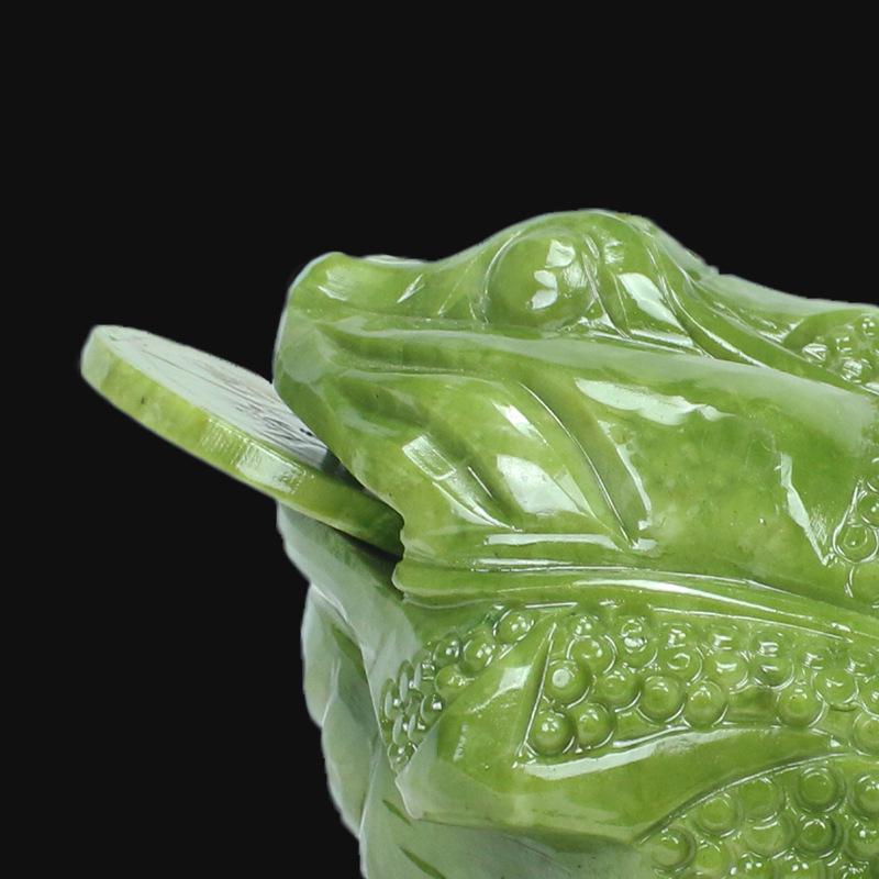 Extra Large Natural Jade Three-Legged Golden Toad Ornament - Perfect for Living Room or Shop Opening Gift.