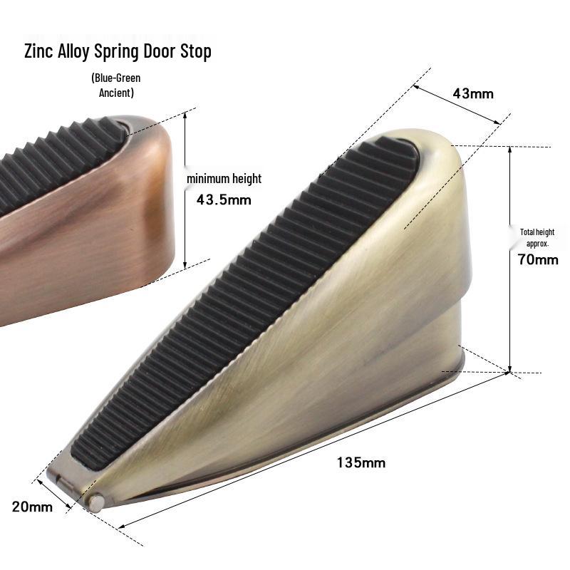 Spring-loaded Anti-collision Door Stopper & Holder with Windproof Wedge