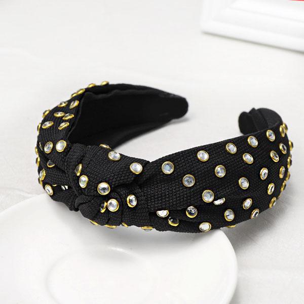 Vintage Thick Fabric With Rhinestone Knotted Hairband Knot Headband Hair Accessories Hair Jewelry