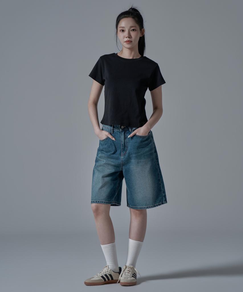 WAARFORWOMAN W1136 Denim Shorts_Dark Blue